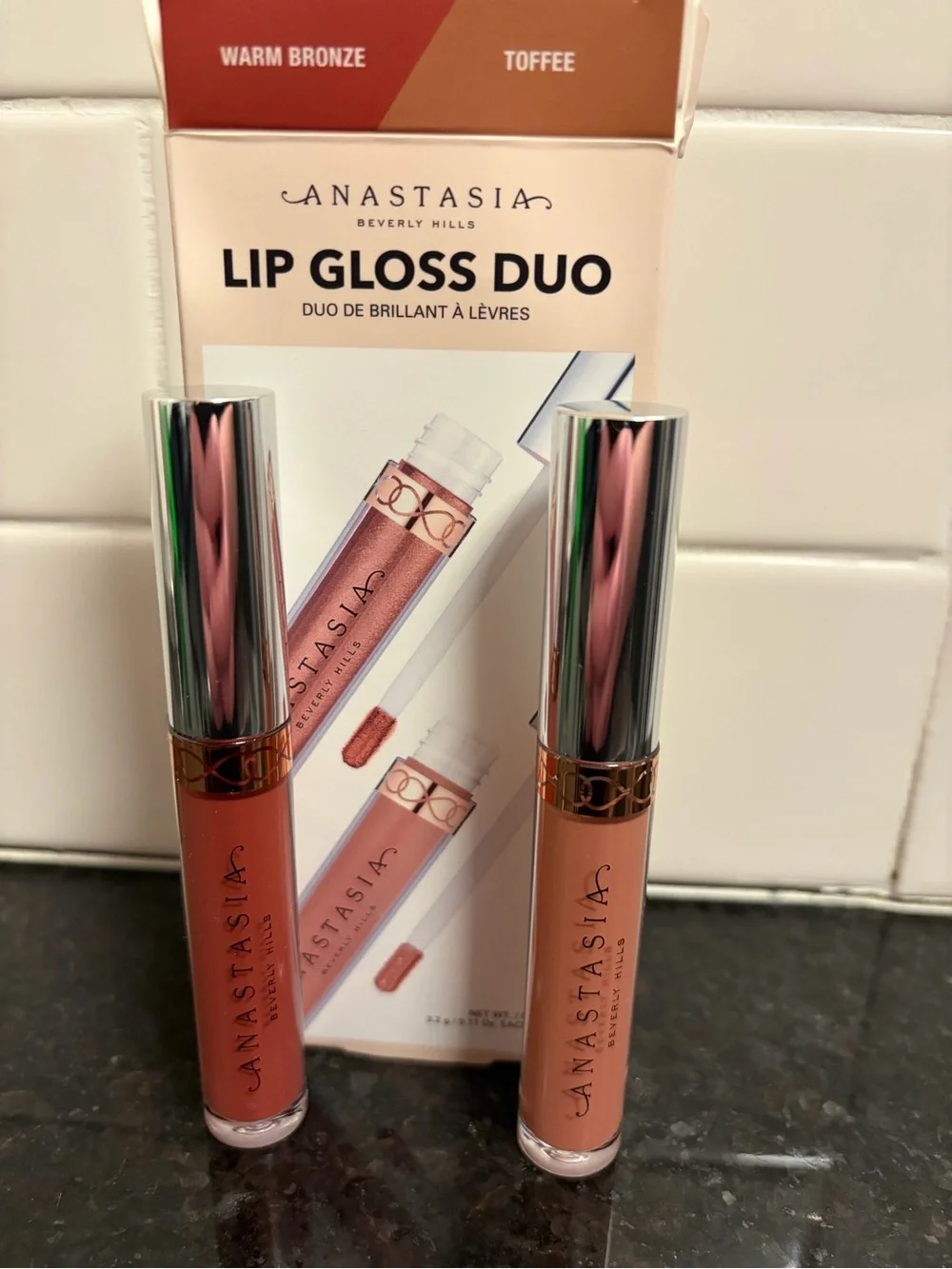Anastasia Beverly Hills Lip Gloss Duo  - Warm Bronze & Toffee - New in Box